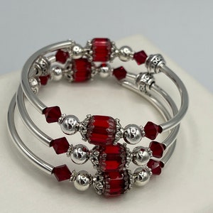 Red Wrap Bracelet, Red and Silver Bracelet, Red Crystal Bracelet, Red Crystal Wrap Bracelet image 7