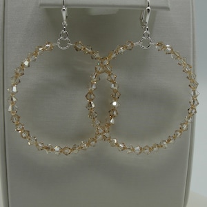 Crystal Hoops, Swarovski Crystal Hoops, Champagne Crystal Hoops, Large Hoops, Disco Hoops