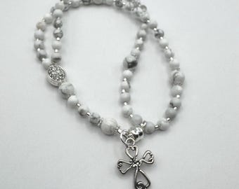 Rosary Bracelet, White Rosary Bracelet, Rosary, Magnetic Clasp Rosary Bracelet, Catholic Gift, Confirmation Gift, Religious Gift