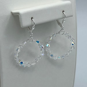 Crystal Hoops, Small Crystal Hoops, Crystal Lever Back Earrings, Wedding Earrings, Crystal Earrings image 8