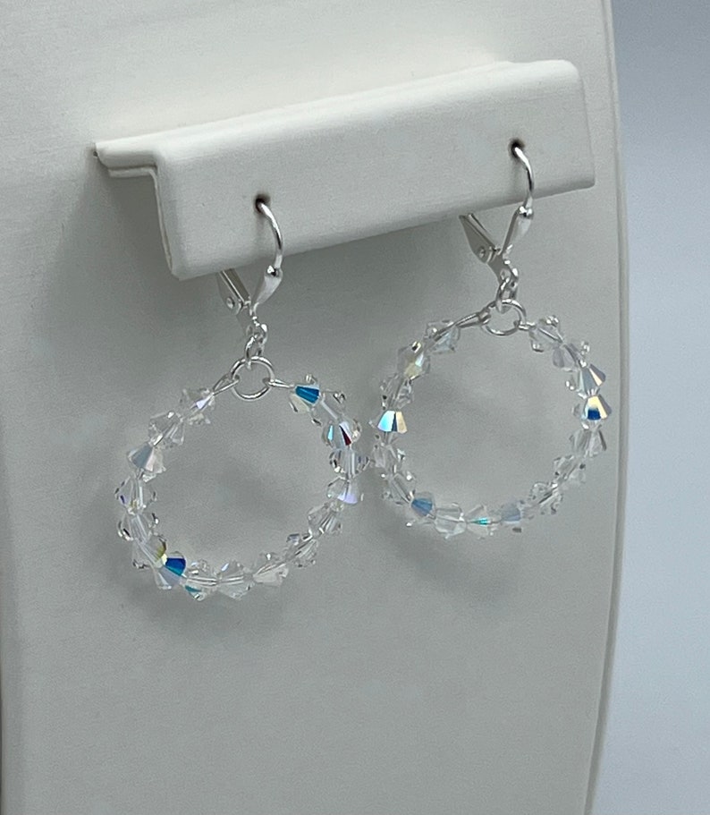 Crystal Hoops, Small Crystal Hoops, Crystal Lever Back Earrings, Wedding Earrings, Crystal Earrings image 8