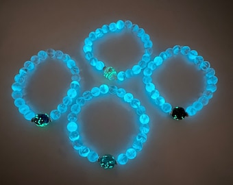 Glow in the Dark Bracelet, Blue Glow in the Dark Bracelet, Stretch Glow Bracelet