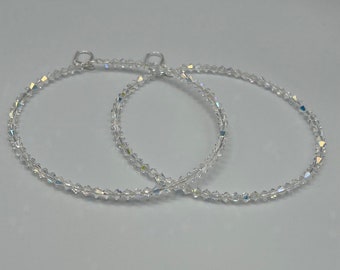 EXTRA Large Crystal Hoop Earrings,  3.5" AB Crystal Hoops, Austrian Crystal Hoops, Diamond Sparkle Hoops