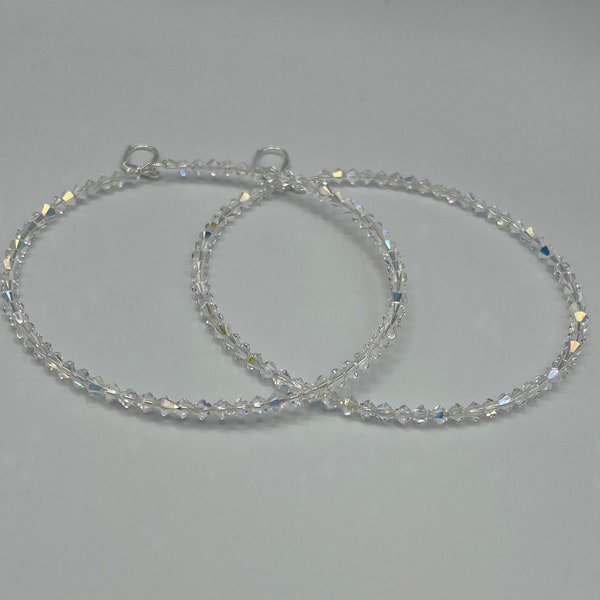 EXTRA Large Crystal Hoop Earrings,  3.5" AB Crystal Hoops, Austrian Crystal Hoops, Diamond Sparkle Hoops