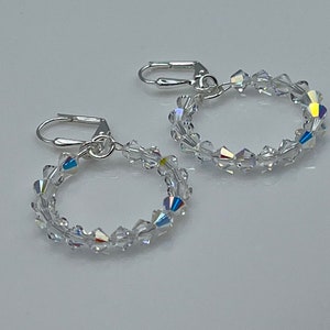 Crystal Hoops, Small Crystal Hoops, Crystal Lever Back Earrings, Wedding Earrings, Crystal Earrings image 5