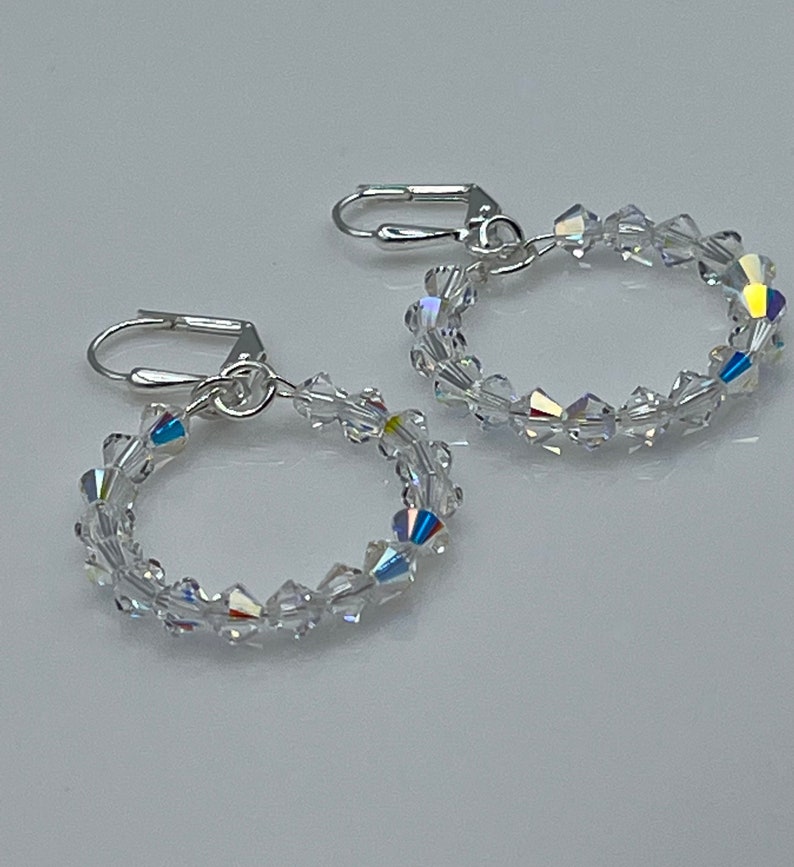 Crystal Hoops, Small Crystal Hoops, Crystal Lever Back Earrings, Wedding Earrings, Crystal Earrings image 5