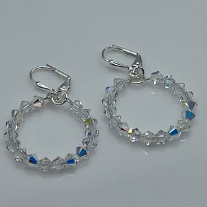 Crystal Hoops, Small Crystal Hoops, Crystal Lever Back Earrings, Wedding Earrings, Crystal Earrings image 2