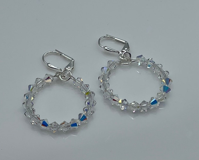 Crystal Hoops, Small Crystal Hoops, Crystal Lever Back Earrings, Wedding Earrings, Crystal Earrings image 2