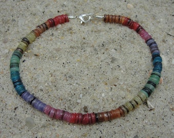 Rainbow Heishi Shell Anklet, Beach Jewelry, Beach Anklet, Shell Anklet