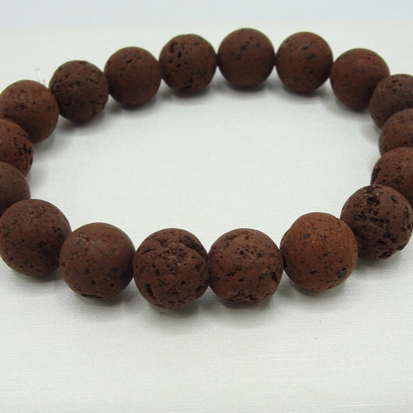 Lava Bracelet, 10mm Lava Stone Bracelet,  Unisex Lava Bracelet, Brown Lava Bracelet, Brown Bracelet