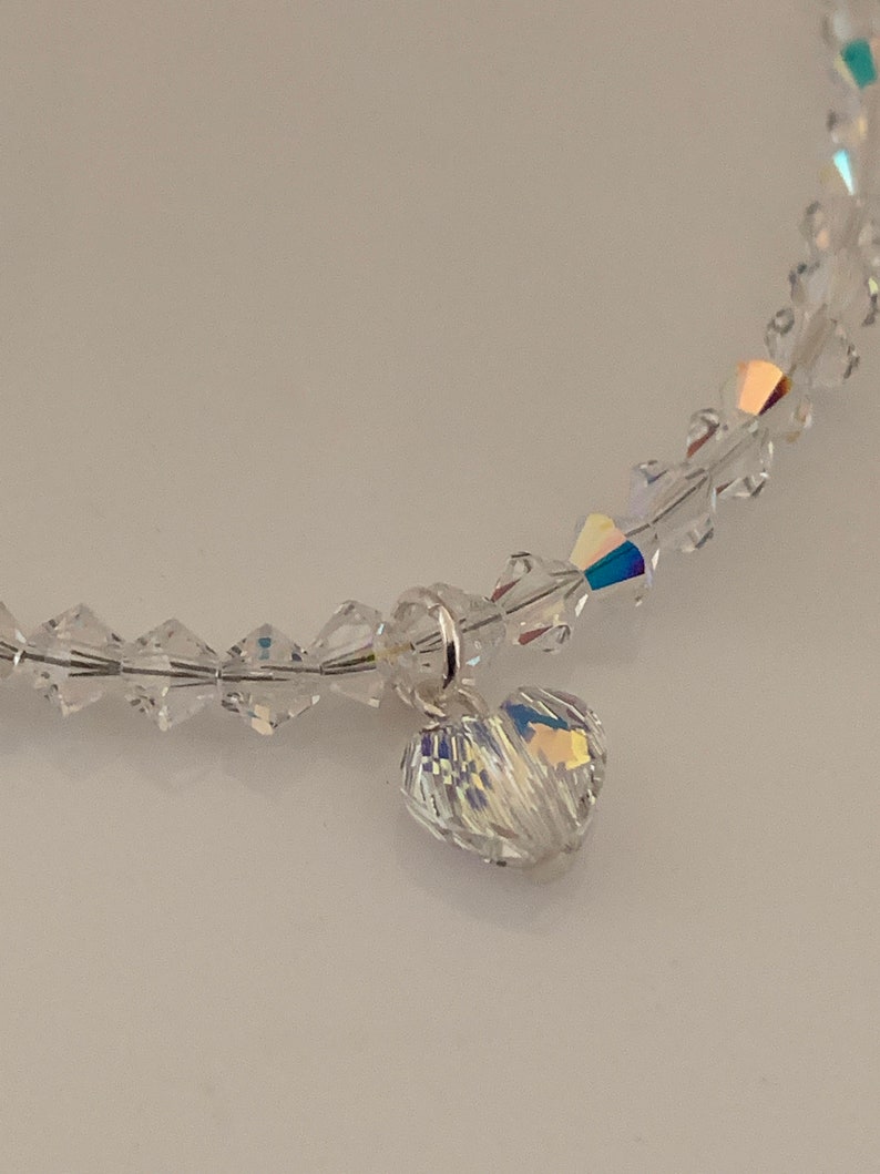 Swarovski Crystal Anklet, Swarovski Wedding Anklets, Crystal Anklets, Heart Anklet image 7