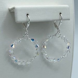 Crystal Hoops, Small Crystal Hoops, Crystal Lever Back Earrings, Wedding Earrings, Crystal Earrings image 1
