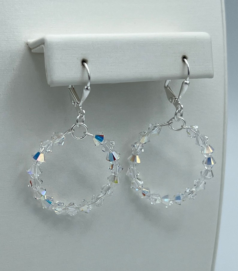 Crystal Hoops, Small Crystal Hoops, Crystal Lever Back Earrings, Wedding Earrings, Crystal Earrings image 1