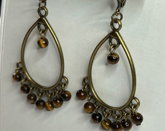 Tiger Eye Earrings, Tiger's Eye Lever Back Earrings, Tiger Eye Dangle Earrings, Tiger Eye Drops