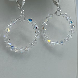 Crystal Hoops, Small Crystal Hoops, Crystal Lever Back Earrings, Wedding Earrings, Crystal Earrings image 9