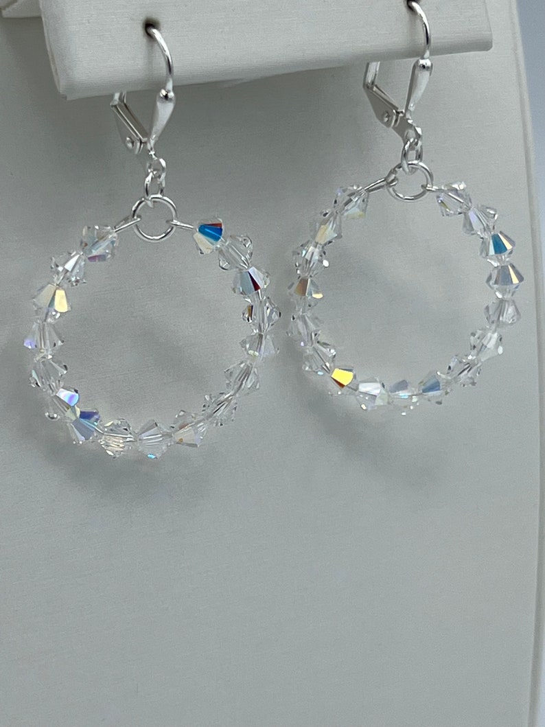 Crystal Hoops, Small Crystal Hoops, Crystal Lever Back Earrings, Wedding Earrings, Crystal Earrings image 9