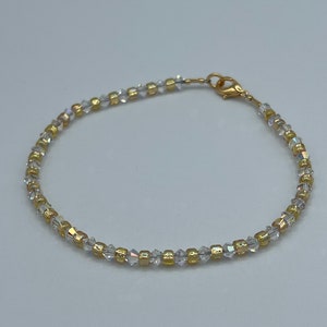 Gold and Crystal Anklet, Swarovski Crystal and Gold Anklet, Gold Anklet, Crystal Anklet, Crystal Bracelet, Gold Beaded Anklet