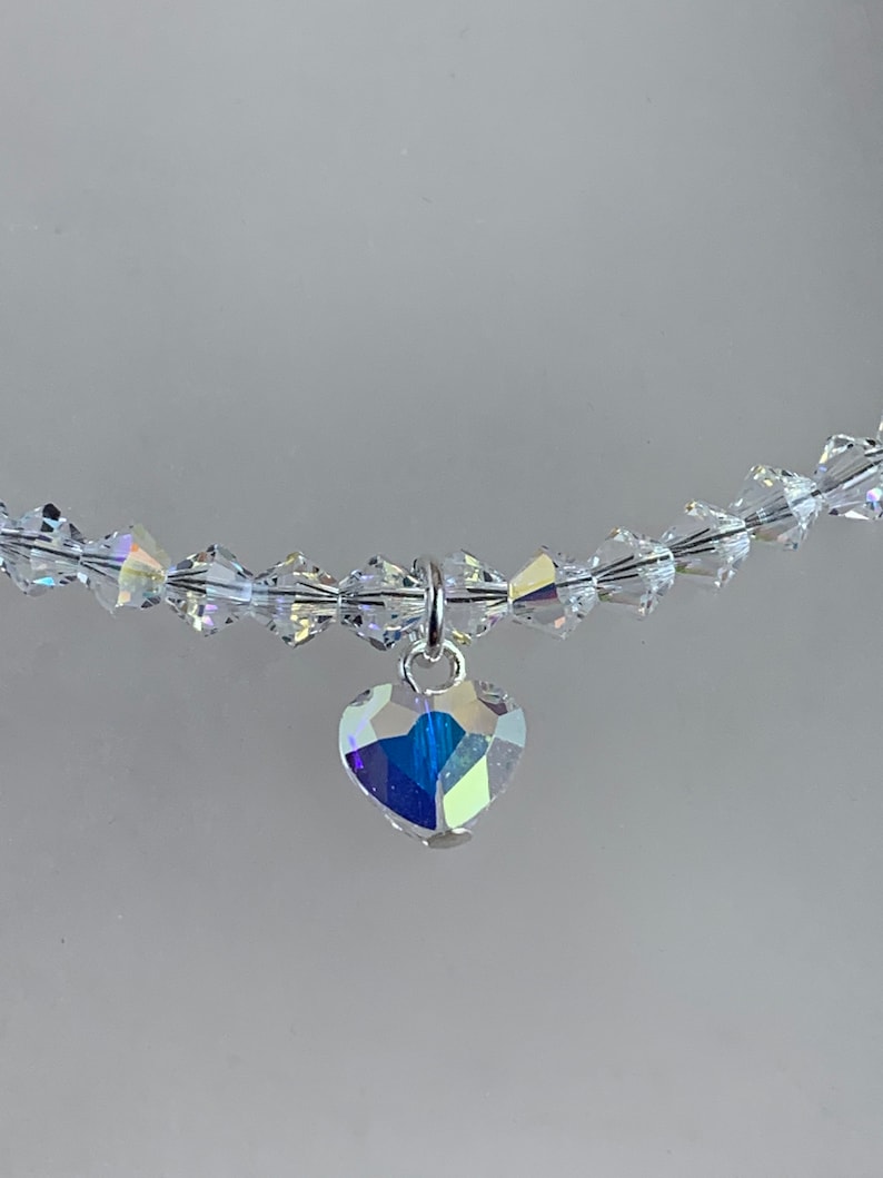 Swarovski Crystal Anklet, Swarovski Wedding Anklets, Crystal Anklets, Heart Anklet image 4