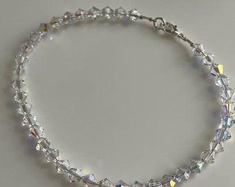 Crystal Anklet, 6mm Crystal Anklet, Swarovski Crystal Anklet, Austrian Crystal AB Anklet, Wedding Anklet, Crystal Bracelet