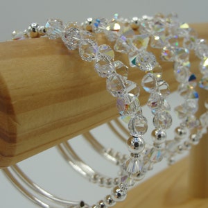 Swarovski Crystal Bracelet, Clear Swarovski Crystal Wedding Bracelet, Bridesmaid Bracelet, Crystal and Silver Wrap Bracelet