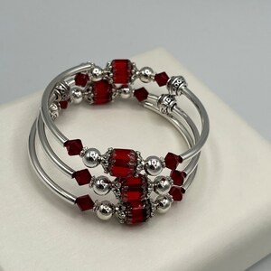 Red Wrap Bracelet, Red and Silver Bracelet, Red Crystal Bracelet, Red Crystal Wrap Bracelet image 6