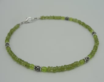 Peridot Stone Anklet, Green Anklet, Beaded Stone Anklet