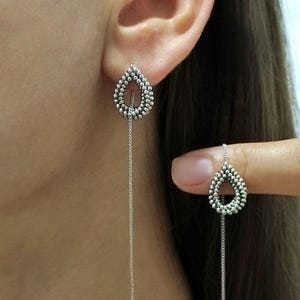 PDF tutorial - Beaded Drop earrings with chain