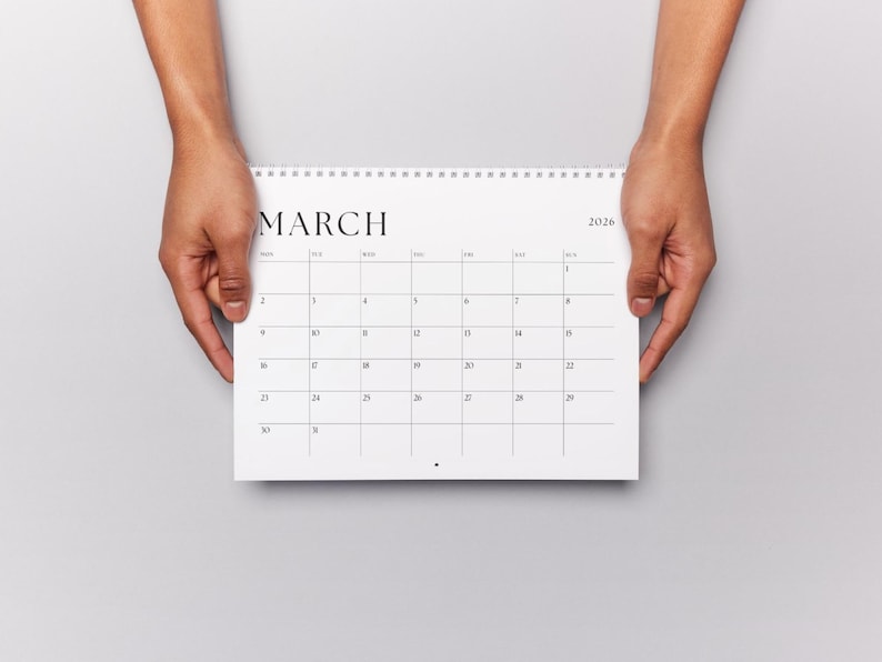 2026 Monthly Year Calendar Printable, Yearly Wall Calendar, Sunday ...