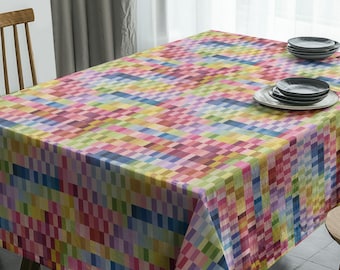 Mantel a cuadros multicolor, mantel de cuadros arcoíris, mantel con estampado de cuadrícula colorido, mantel de cocina moderno