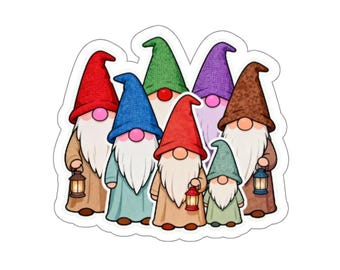 Gnome Family Sticker, Lantern Gnomes