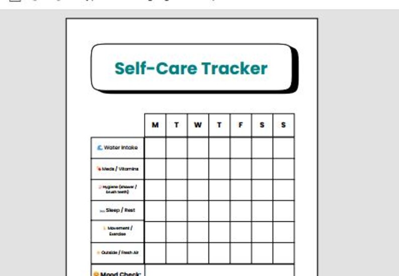 ADHD Self Care Tracker Printables (3 Pack): Digital Wellness Planner ...