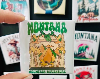 Montana Mountain Adventure Magnet | Camping Outdoors Souvenir