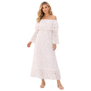 chinese dress ladies Plus Size Celeste Lace Cutout Dress- Ivory 3X / Ivory at Curvy Sense main image 1