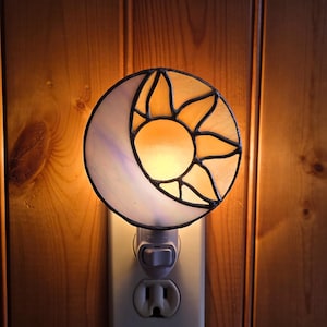Ethereal Sun & Moon Night Light | Handmade Stained Glass Decor