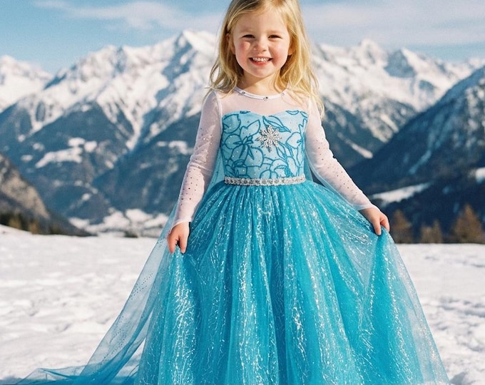 Elsa Prinzessinnen Kleid: Strass Schneeflocke Geburtstagsparty Kleid
