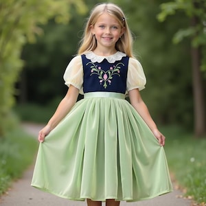 Green Anna Dress – Frozen Princess Costume for Girls – Fairytale Birthday Party Gown