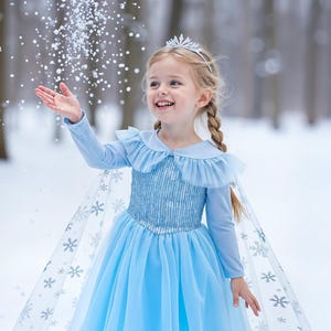 Elsa Princess Dress for Girls – Frozen Inspired Blue Costume with Cape