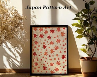 Japanese Maple Printable Wall Art, Warm Autumn Leaf Style, Digital Download