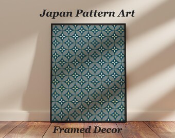 Shippo Japanese Pattern Framed Wall Art, Seven Treasures Geometric Style, Ready to Hang