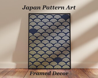 Sensu Japanese Fan Framed Wall Art, Minimalist Japandi Style for Entryway, Ready to Hang