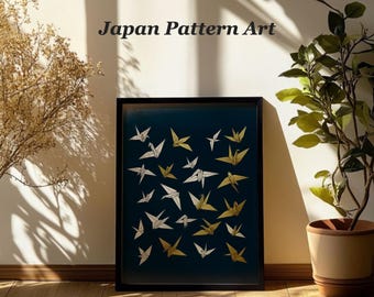 Origami Crane Printable Wall Art, Minimalist Japanese Zen Style, Digital Download