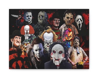 Horror Movie Canvas Art, Scary Wall Decor for Halloween, Creepy Home Decor, Unique Gift for Horror Fans, Framed Art Print