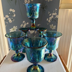 Blue Carnival Glass - Etsy