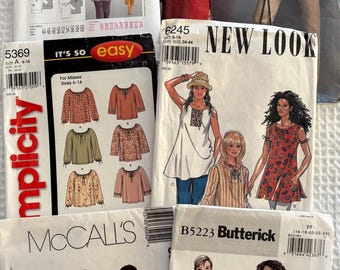 Misses Tops, Blouses & Tunic Sewing Patterns (Many Sizes, Uncut)  ~ CHOICE