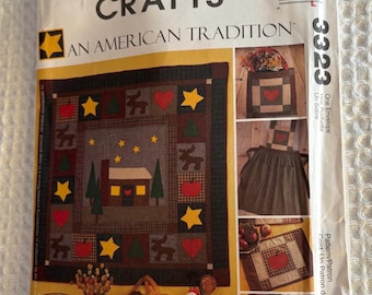 McCall's Sewing Pattern 3323: An American Tradition Quilt, Apron, Pillows, Tote, Placemats - UNCUT