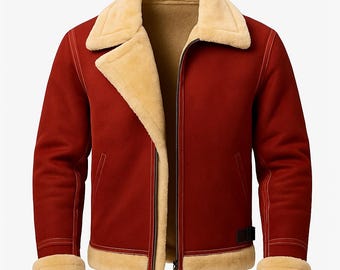 Giacca Da Babbo Natale In Pelle Rossa Uomo - Con Bordo In Pelliccia Sintetica, Stile Trench Elegante