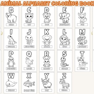 Alphabet Animal Coloring Pages for Kids | ABC Learning Letters ...
