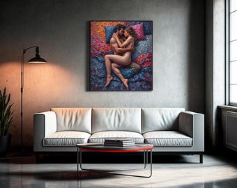 Romantic Couple Abstract Art Print: Intimate Lovers Wall Decor (Digital Download)