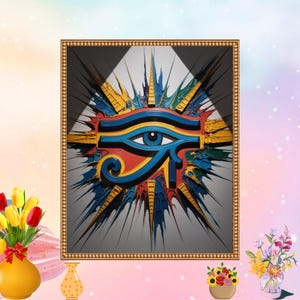 Oeil d'Horus Art abstrait : décoration murale style empâtement symbole égyptien (téléchargement numérique)