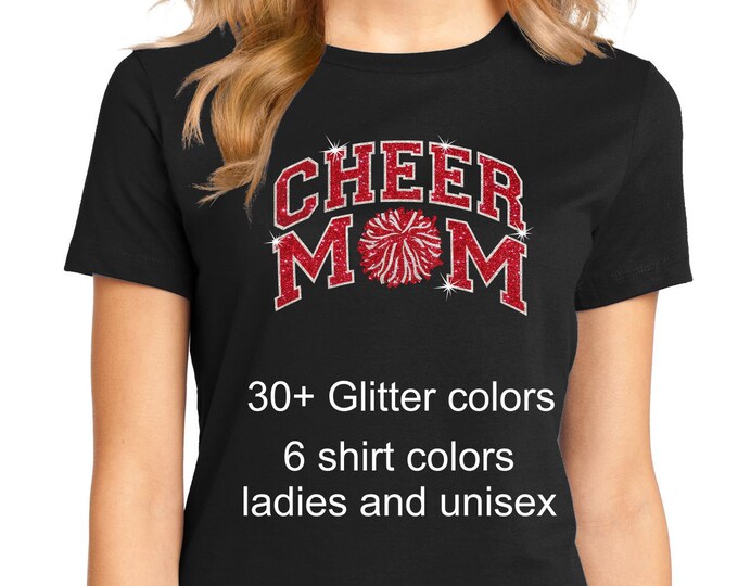 Women's Glitter Bling Cheer Mom Shirt Etsy